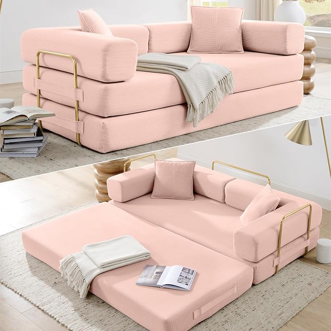 HANXIN Convertible Sleeper Sofa Bed, 78 Inch Folding Floor Mattress Couch by HANXIN