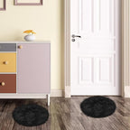 15.7 Inches Mini Black Round Faux Fur Sheepskin Area Rug, Fluffy Small Circle - Image 7