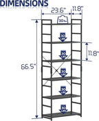 NUMENN 6 Tier Bookshelf, Tall Bookcase Shelf Storage Organizer, Modern Book - Image 3