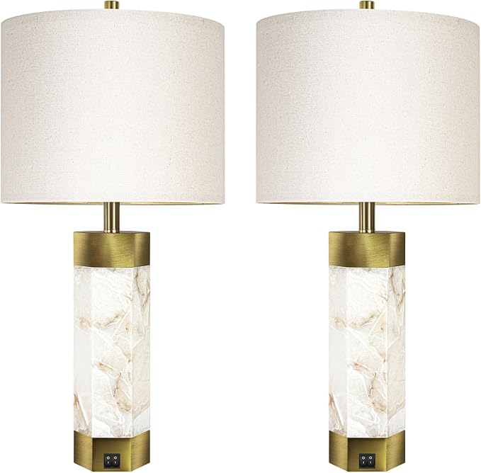 Natural Alabaster Table Lamps Set of 2, Table Lamp - Image 7