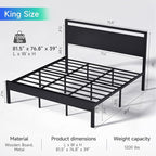 Z-hom Upgraded King Size Bed Frame, Heavy Duty Metal Sturdy King Bed Frame - Image 2