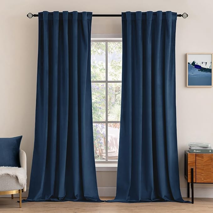 MIULEE Navy Blue Velvet Curtains 52x108 inches Luxury Blackout Curtains | by MIULEE