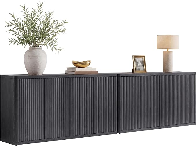 SICOTAS Buffet Cabinet with Storage Accent Sideboard with 8 Doors 132.6" Fluted by SICOTAS