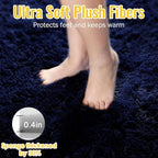 Navy Blue Runner Rug 2x6 Fluffy Dark Blue Bedside Rugs - Image 3