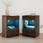 HOMMPA Set of 2 Open Shelf LED Nightstands by Hommpa