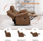 EBELLO Faux Leather Manual Reclining Sofa, 3 Seat Recliner Sofa Chair, Couch - Image 4