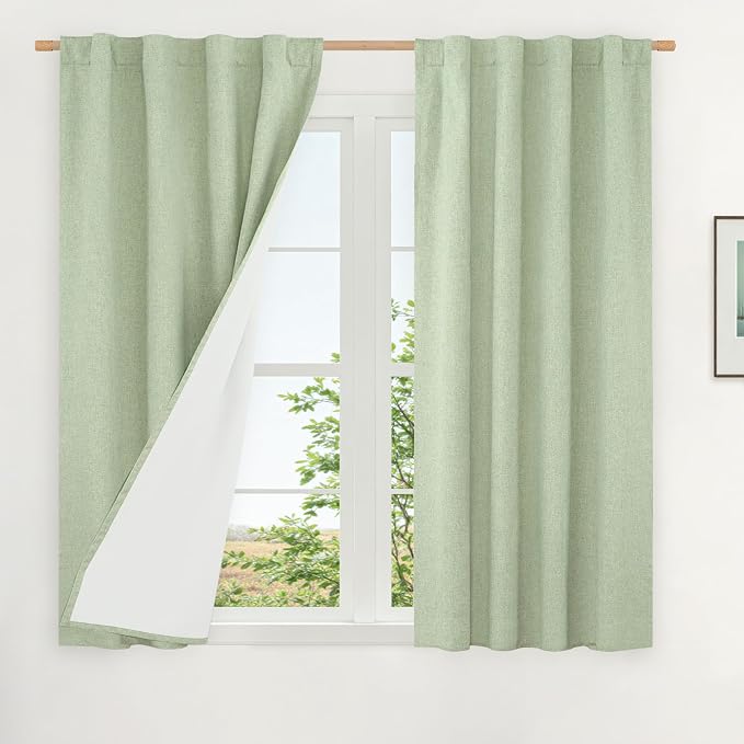 54 Inch Natural 100% Blackout Linen Curtains by LAMIT