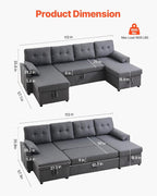 VEVOR U Shaped Sofa Bed, Convertible Sofa Bed - Image 2
