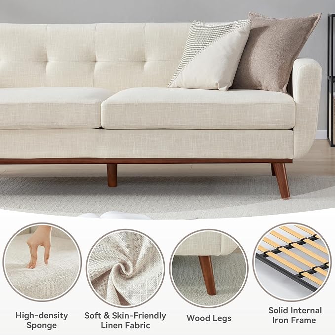 Kingfun 77.2" W Loveseat Sofa, Mid Century Modern Decor Love Seat Couches - Image 5