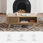 mopio Ensley Coffee Table with Storage, Mid Century Modern, Farmhouse Wood - Image 6