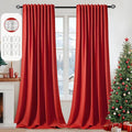 MIULEE Christmas Red Back Tab Blackout Curtains 52x120 Inch Long 2 Panels | Rod by MIULEE