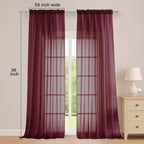 Sheer Curtains 2 Panels Set for Bedroom Living Room, Soft Solid Rod Pocket - Image 6