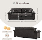 Faux Leather Sofa, Mid Century Modern Leather Upholstered Deep Loveseats - Image 2