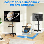 Rolling TV Stand with Shelf for 23-65 inch TVs up to 88lbs, Portable Mobile TV - Image 5