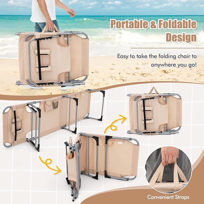 Goplus Tanning Chair, Folding Adjustable Patio Lounge Chair - Image 7