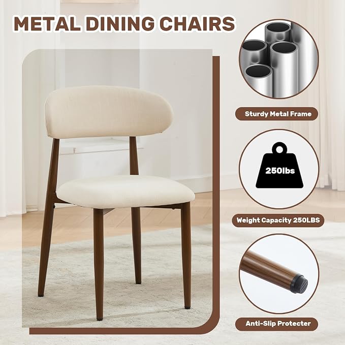 UVV Dining Chairs Set of 2, Metal Kitchen Chairs - Image 7