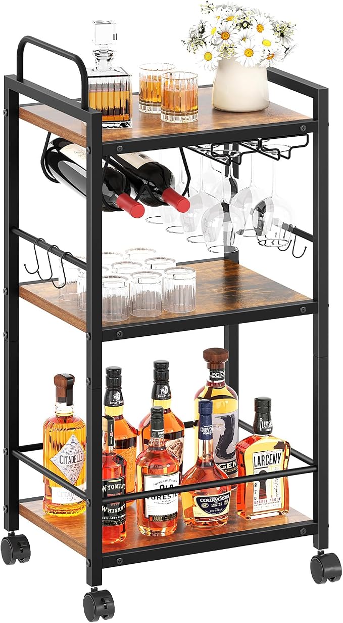 Bar Cart for The Home, 3 Tier Kitchen Carts by VANTIMO
