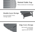 Oval Coffee Table with Open Storage Shelf, Dark Gray Wood Grain Sturdy Coffee - Image 5