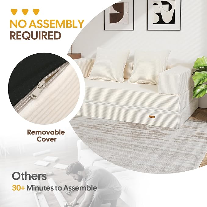 COMAX Futon Sofa Bed, 4‑in‑1 Convertible Sofa Bed, Folding Boneless Couches - Image 7