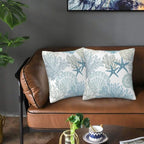 Nautical Coastal Beach Pillow Covers 16x16 Set of 2, Ocean Themed Seashell - Image 8