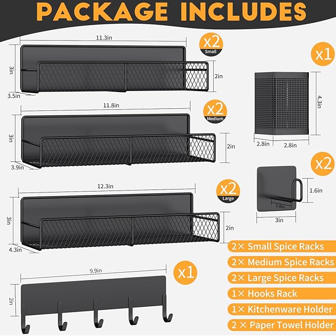 Magnetic Spice Rack for Refrigerator, 10 Pack 100% Metal Strong Magnet Shelf - Image 2