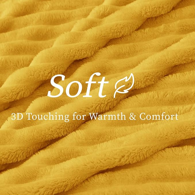 BEDELITE Striped Fleece Throw Blanket, Light Yellow, Soft Cozy, Lightweight Warm - Image 4
