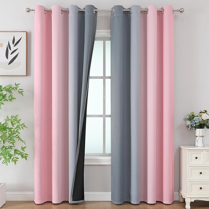 Pink and Grey Ombre Blackout Curtains by ESTELARTEXTILER