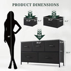 5-Drawer Dresser for Bedroom, Anti-Tip Wide Storage Organizer Fabric Chest of - Image 3