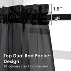 Black Sheer Curtains 78 Inches Long 2 Panels - Image 2