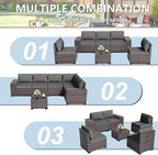 ALAULM 6 Pieces Patio Furniture Set, Oversized Seat/Armrest Sofas and High Back - Image 7
