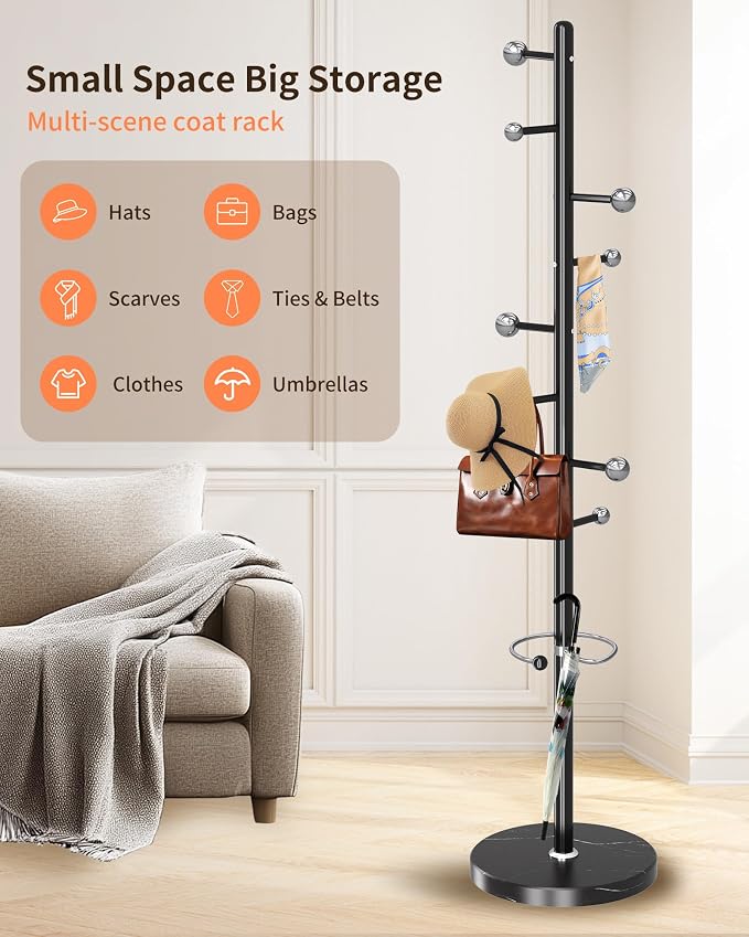 ZOZOE Metal Coat Rack Stand, Modern Coat Rack Freestanding - Image 5
