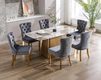KCC Velvet Dining Chairs Set of 6, Upholstered High-end Tufted Dining Chair - Image 2