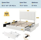Allewie Queen Size Storage Bed Frame, Vertical Channel Tufted Adjustable - Image 2