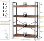 HCHQHS 4 Tier Bookshelf, Adjustable Industrial Bookcase, Vertical Tall Book - Image 4