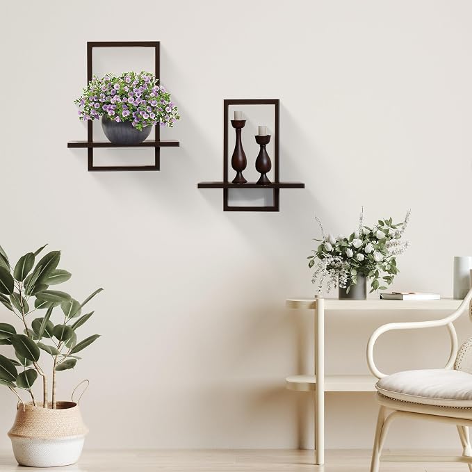 PHOENANCEE Square Floating Shelves, Wall Plants Holder, Bathroom Wall Decor - Image 4