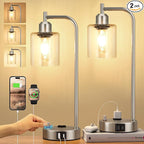 Industrial Table Lamps for Bedrooms Set of 2 by Innqoo