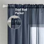 MIULEE 2 Panels Navy Blue Sheer Curtains 96 inches Long 54 X 96 Inches | Window - Image 2
