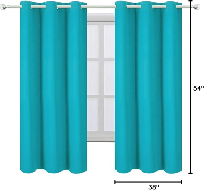 Turquoise/Teal Blackout Curtains/38 x 54 Inch/Set of Two Panels Grommet Living - Image 10