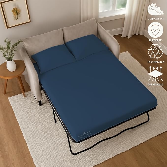 Sleeper Sofa Bed Sheet, 100% Cotton 400 Thread Count, 4 Piece Set, Deep Pocket - Image 5