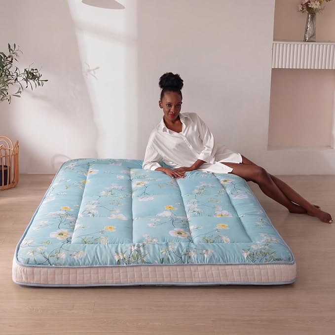 MAXYOYO Rustic Floral Korean Futon Mattress, Padded Japanese Floor Mattress - Image 6