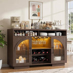 Wine Bar Cabinet, Arched Glass Doors, Wine Rack, Adjustable Shelves, Sideboard by SOLACEFURNITURE
