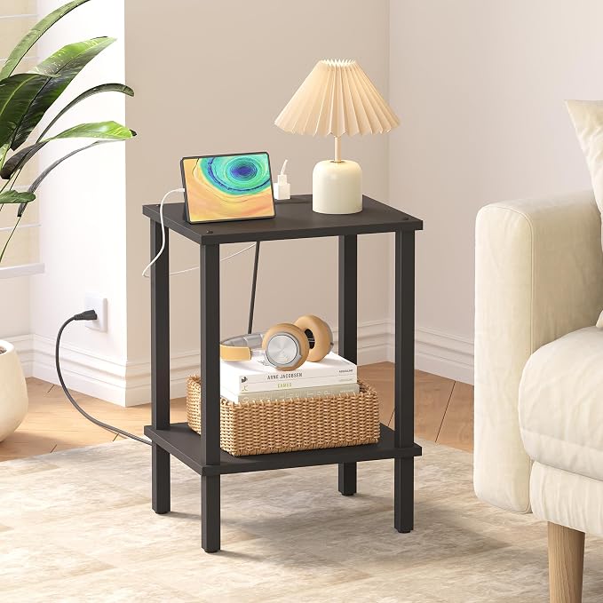 TUTOTAK End Table with Charging Station, Side Table with USB Ports and Outlets - Image 7