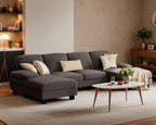 Furniwell Convertible Sectional Sofa Couch, 4 Seat Sofa Set by WellFurnitureHomeLifeWell