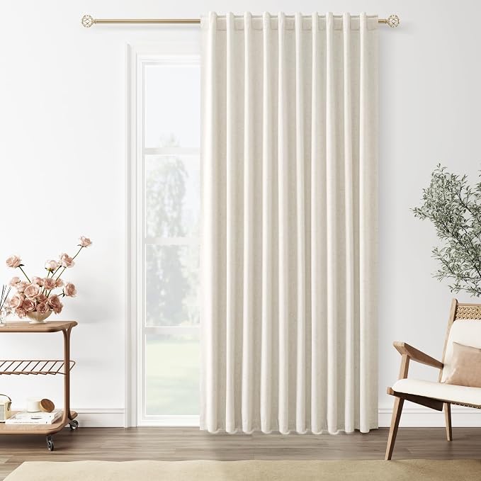Extra Wide 100% Blackout Linen Curtains by Guken