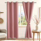 Blackout Curtains for Bedroom 2 Panels 42 x 84 Inch Long Dusty Rose | Thermal - Image 8