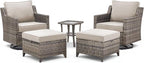 5 Pieces Outdoor Patio Furniture Set-All-Weather Wicker Patio Swivel Glider - Image 9