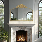 Arch Antique Gold Mirror, 40x30inch Baroque Style Vintage Metal Frame Wall - Image 2