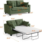Full Size Pull Out Sleeper Sofa Bed, 2-in-1 Convertible Corduroy Pull Out Couch - Image 3