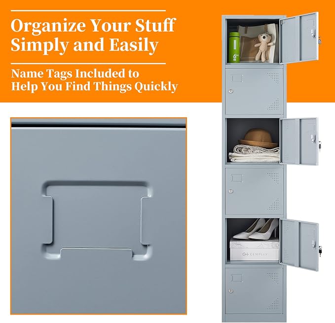 Metal Locker with 6 Doors, Lockable Locker Cabinet - Image 7