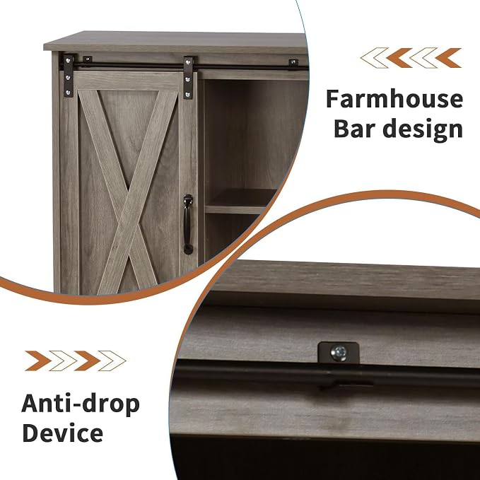 4 EVER WINNER 42" Farmhouse Coffee Bar, Buffet Cabinet - Image 6